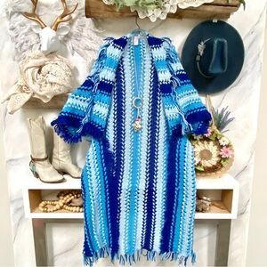 Artisan Blue Dream boho granny cocoon kimono cover up w prairie cabin vibe